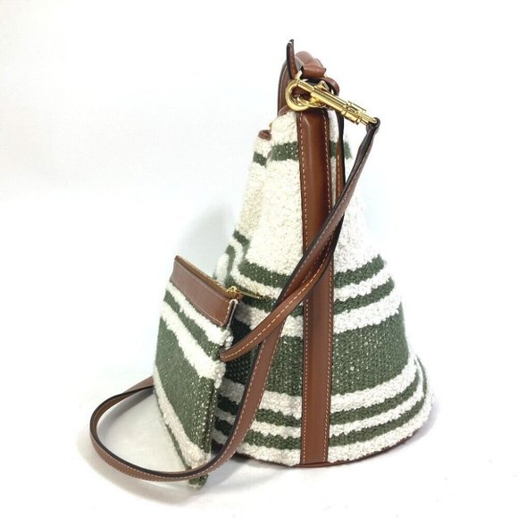 CELINE Bucket 16 (Saize) striped textile 2WAY Shoulder Hand Bag - Picture 2 of 16